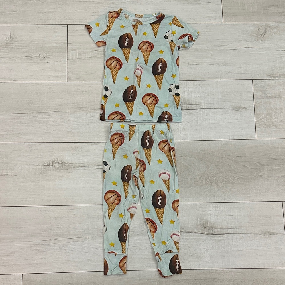 Posh Peanut Scoops Ice Cream and Sports Print Pajama Set